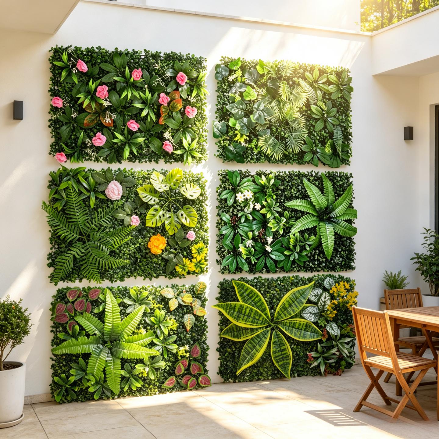 Flower Wall Panel - 자외선 차단 인조 녹색 벽 패널
