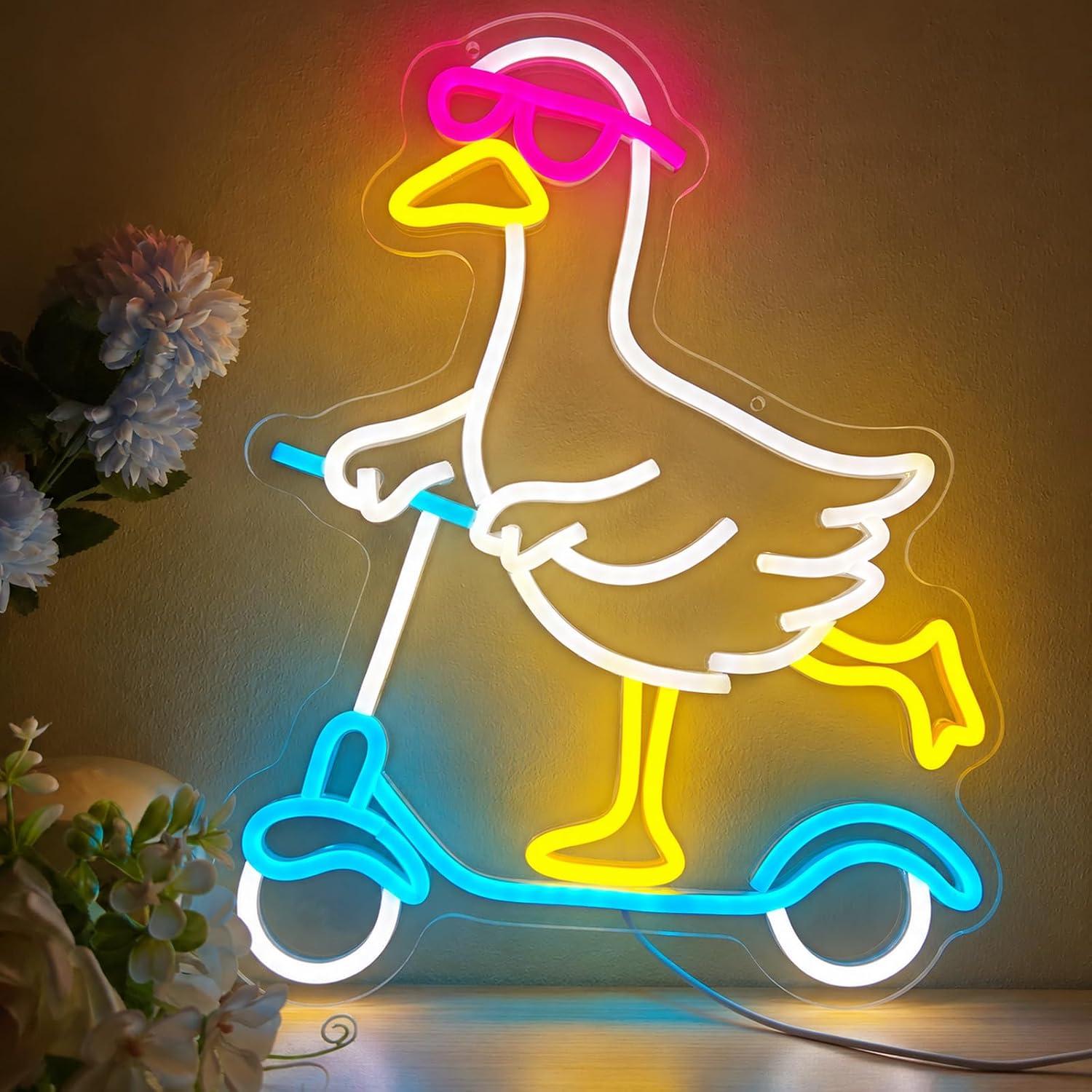 Neon Sign Party - 오리 모양의 네온사인, 멋진 동물 LED
