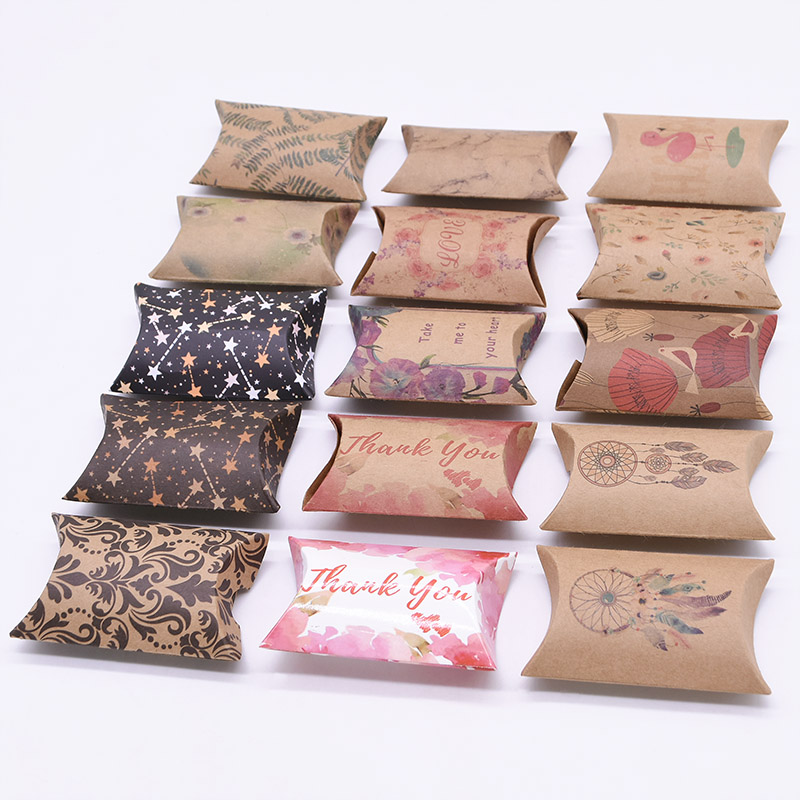 Event Party Box - 10/20/50pcs 크래프트 종이 상자 베개 모양