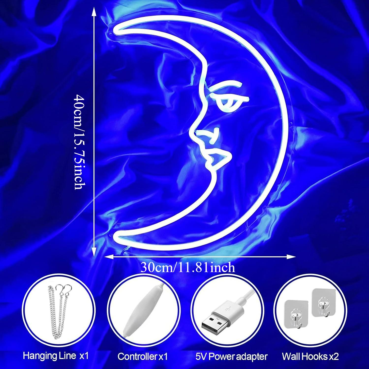 달 모양 네온사인, USB로 조절 가능한 밝기의 LED - Neon Sign Party 리뷰 및 가격