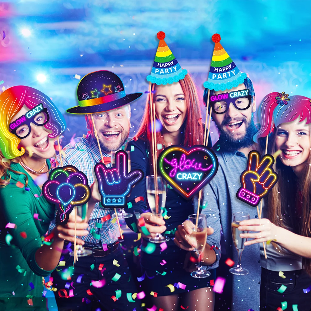 Let Glow 파티 사진 부스 소품, 다채로운 재미있 - Let'S Party Event Supply 리뷰 및 가격