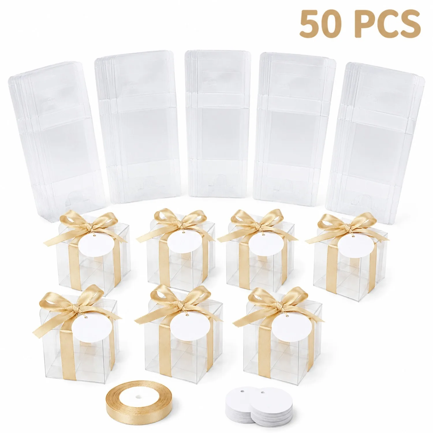 금색 와이어와 라벨이 부착된 투명 선물 상자(20개/5 - Event Party Box 리뷰 및 가격
