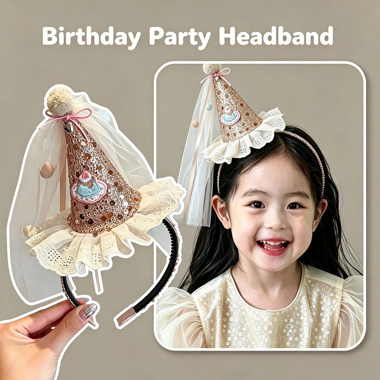 어린이 생일 파티용 콘 모양 모자, 헤어밴드, 튤 베일 - Party Hat Cone 리뷰 및 가격